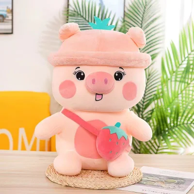 Simpatico cuscino per dormire in peluche con maiale fragola